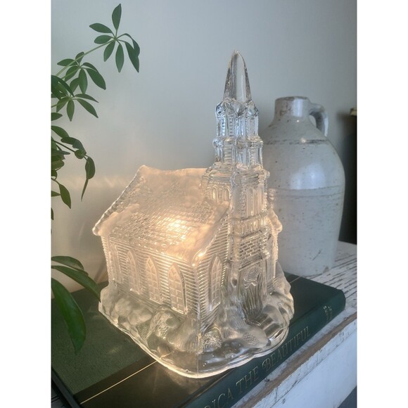 Rare Tall Vintage 1992 Glass Light Up Church Christmas / Holiday / Country Home - Picture 11 of 14